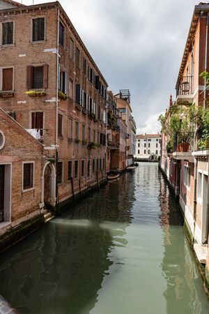 Canals of Venice during the day in high resolution, vertical orientation.の写真素材