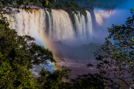 Iguacu Falls, Brazil, the largest in the world in volume of water, ideal for adventure tourism, one of the natural wonders of the worldの写真素材