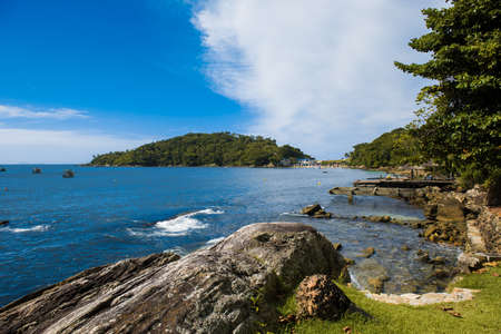 Blue and transparent sea in Bombinhas, Santa Catarina, Brazilの写真素材