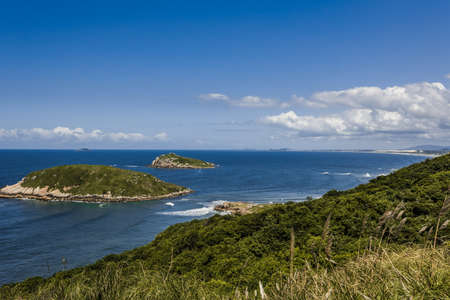 Village beach, Imbituba, southern Santa Catarina state in Brazil.の写真素材