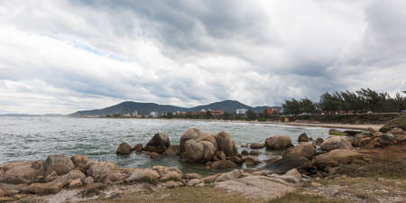 Village beach, Imbituba, southern Santa Catarina state in Brazil.の写真素材