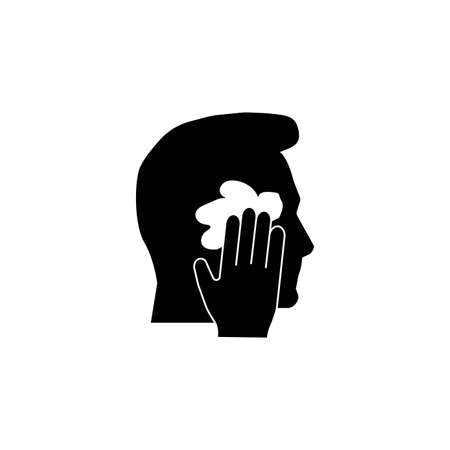 Icon set Man for shaving, various stages of shaving, Man washing, Man applying foam on his face, Beard haircut, Shaving, infographics, Editable brush stroke, On a white background.のイラスト素材