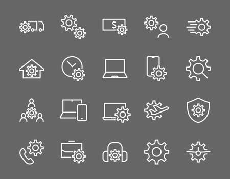 A simple set of settings and options related to Vector Line Icons. Contains icons such as set time, business, phone, and more. Editable Stroke.. 480x480.のイラスト素材