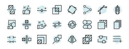 A simple set of image editing related vector line icons. Contains icons such as crop, copy, scale,...