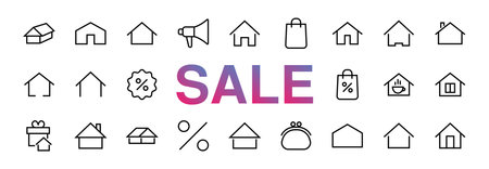 Simple set of color editable house icon templates. Contains such icons, home calendar, coffee shop and other vector signs isolated on a white background for graphic and web design. black fridayのイラスト素材