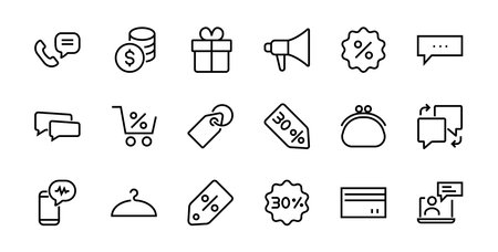 Black Friday Icon Set contains discount packages, promotions, shopping cart, big discounts, shopping cart and more. Editable stroke, vector icons.のイラスト素材