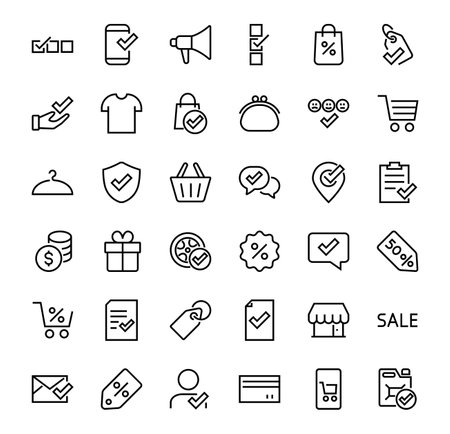 A simple set of claim related vector line icons. Contains icons such as security guarantee, received document, read message, verification, quality and much more. Editable Bar. 480x480.のイラスト素材