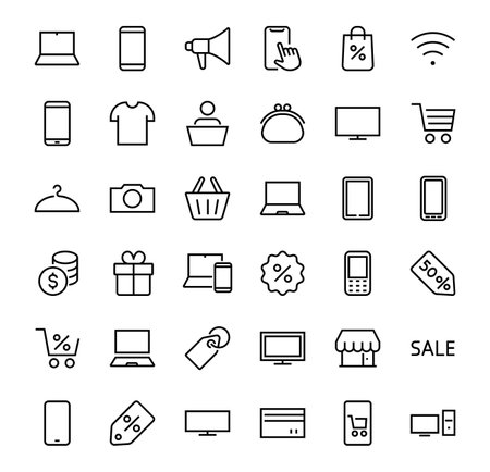 SMART devices and gadgets linear icons set, vector, contains icons computer, camera, laptop, phone, web devices, electronic appliances, and much more. Editable strokeのイラスト素材