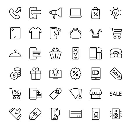 GADGET Set of vector icons of smart devices such as laptop, tablet, protection program, phone, digital network, thin line vector gadget icons, editable stroke.のイラスト素材