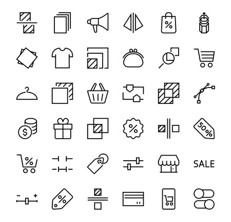 A simple set of image editing related vector line icons. Contains icons such as crop, copy, scale, rotate and more. Editable stroke. 48x48 Pixel Perfect. On white background.のイラスト素材