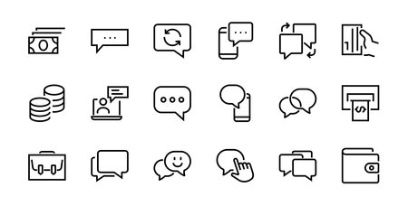 Simple set of message line vector line icons. contains icons such as conversation, SMS, notifications, group chat, and more. Editable stroke. 48x48 pixels perfect, white background.のイラスト素材