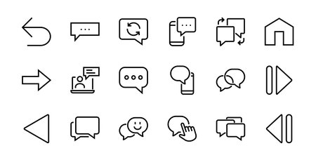 Simple set of message line vector line icons. contains icons such as conversation, SMS, notifications, group chat, and more. Editable stroke. 48x48 pixels perfect, white background.のイラスト素材