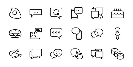 Simple set of message line vector line icons. contains icons such as conversation, SMS, notifications, group chat, and more. Editable stroke. 48x48 pixels perfect, white background.のイラスト素材