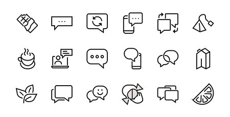 Simple set of message line vector line icons. contains icons such as conversation, SMS, notifications, group chat, and more. Editable stroke. 48x48 pixels perfect, white background.のイラスト素材