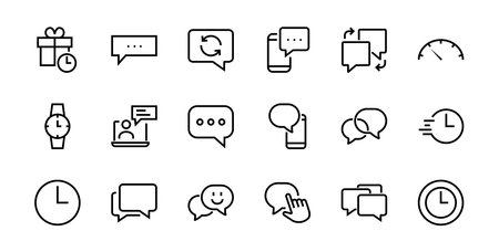 Simple set of message line vector line icons. contains icons such as conversation, SMS, notifications, group chat, and more. Editable stroke. 48x48 pixels perfect, white background.のイラスト素材