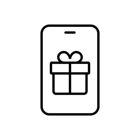 Mobile gift vector icon, online store of gifts for the new year linear icon. Editable stroke.のイラスト素材
