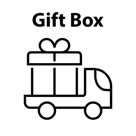 Delivery Truck with Gift Box Icon Editable stroke, thin lines icon, isolatedのイラスト素材