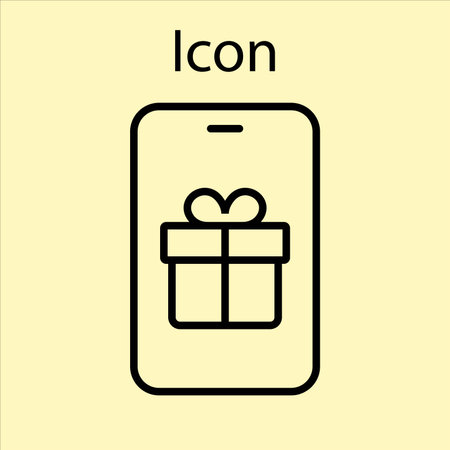 Mobile gift vector icon, online store of gifts for the new year linear icon. Editable strokeのイラスト素材