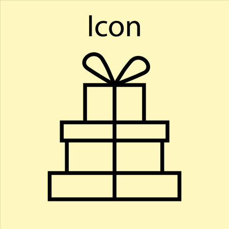 Stack of gift boxes line icon, holiday gifts, Editable stroke a lot of gift boxes vector iconのイラスト素材