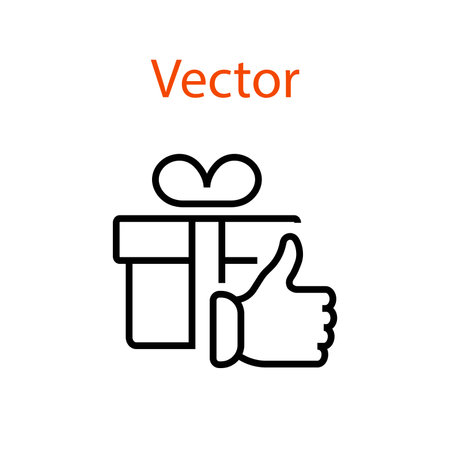 Hand and gift icon vector symbol. Edited barcode give a gift isolated like iconのイラスト素材