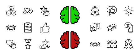 Simple Set Feedback, reviews thin line icons. Evaluation, review, STAR, LIKE and much more, Editable stroke. vector illustration.のイラスト素材