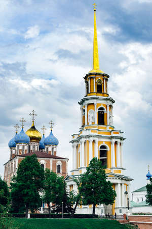 Orthodox Church against the blue sky in summerの写真素材