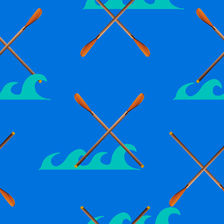 Oars crossed in realistic style. Seamless pattern. Sea texture. Printable design. Random square pattern.の写真素材