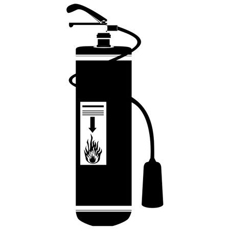 Fire extinguisher in outline style. Colorful vector illustration on a white background.のイラスト素材