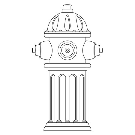 Fire hydrant in line art style. Colorful vector illustration on a white background.のイラスト素材