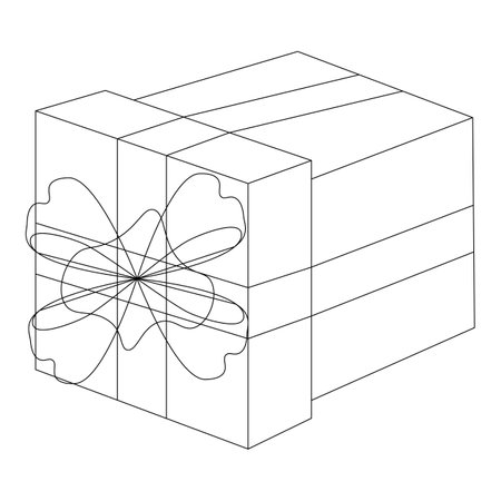 Gift present Box with Ribbon in lineart. Vector illustration on a white background.のイラスト素材