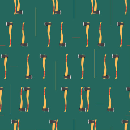 Axe icon seamless pattern on green background. Colorful Illustration.の写真素材