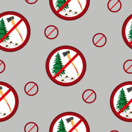 STOP cutting tree Pattern. Colorful vector Illustration.のイラスト素材