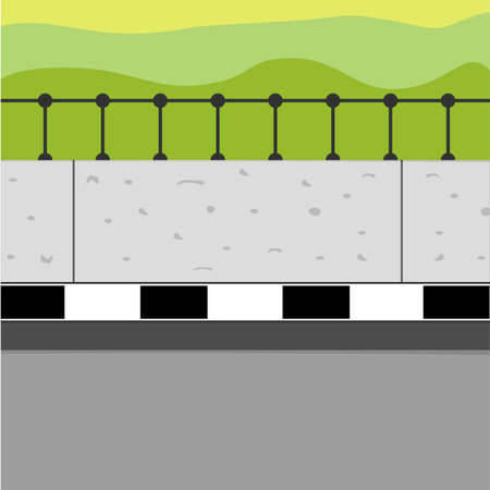 Isometric city elements. Crossroads, road. Garden decoration. Park, hills. Trees and bushes Colorful vector illustrationのイラスト素材