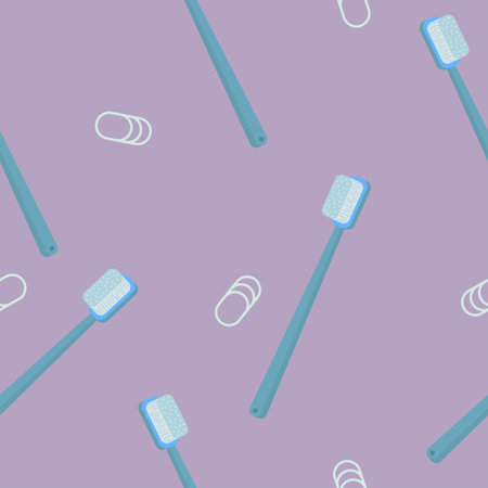 Toothbrush Pattern in realistic style. Dental equipment. Colorful illustration isolated on background.の写真素材