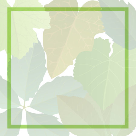 Green big leaves in realistic style Background. Autumn leaf. Colorful vector illustration isolated...