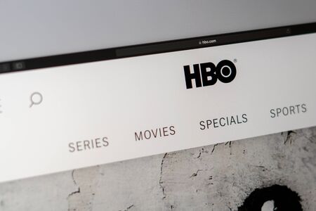 Miami / USA - 04.28.2019: HBO company website homepage. Close up of HBO logo. Can be used as a website for websites, good for info, business or marketing concept.のeditorial素材