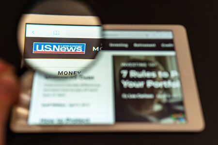 Washington, USA - April 09, 2019: US News website homepage on the tablet screen. US News channel...