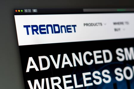 Miami / USA - 07.20.2019: Trendnet company website homepage. Close up of Trendnet logo. Can be used as illustrative for news media or other websites, good for business or marketing concept.のeditorial素材