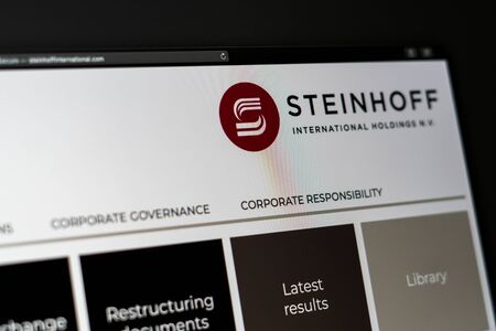 Miami / USA - 07.20.2019: Steinhoff company website homepage. Close up of Steinhoff logo. Can be...