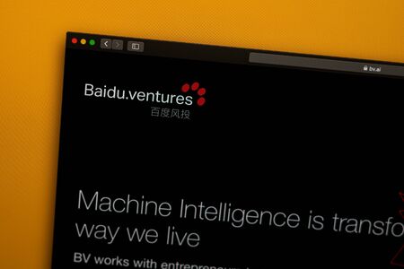 Tallinn/Estonia - September 27, 2019: Baidu Ventures company website homepage. Close up of Baidu logo. Can be used as illustrative for news media or  business and marketing concept.のeditorial素材
