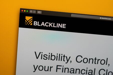 Tallinn/Estonia - September 27, 2019: Blackline company website homepage. Close up of Blackline logo. Can be used as illustrative for news media or  business and marketing concept.のeditorial素材