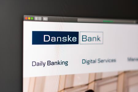 Tallinn/Estonia - September 27, 2019: Danske Bank website homepage. Close up of Danske Bank logo. Can be used as illustrative for news media or  business and marketing concept.のeditorial素材