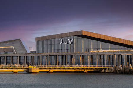 Tallinn, Estonia - October 31, 2021: Tallinn's business card! The cruise harbor next to the Old Town...