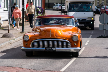 Haapsalu, Estonia - July 15, 2022. An old vintage beautiful car of American manufacturer Buick at an American Beauty Car Show in a coastal Estonian cityのeditorial素材