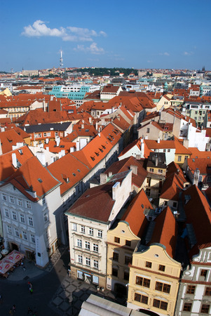 Prague tourist view on the city with main buildings and squareの写真素材
