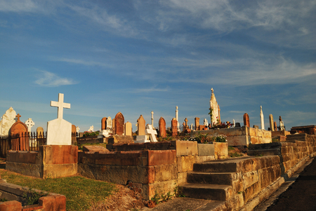 Waverly cemetery in Sydney by the sea during sunsetの写真素材