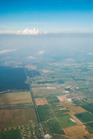 Aerial view from plane when flying over Montenegroの写真素材