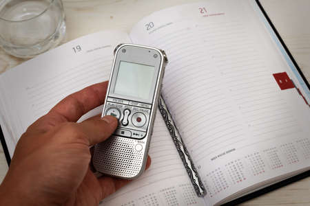 Ready to interview still life - typical work moment of journalist or headhunterの写真素材