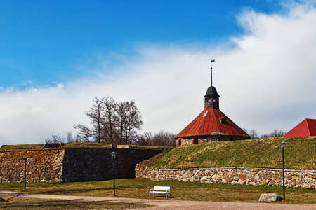 Well restored medieval fortress built in northern styleのeditorial素材