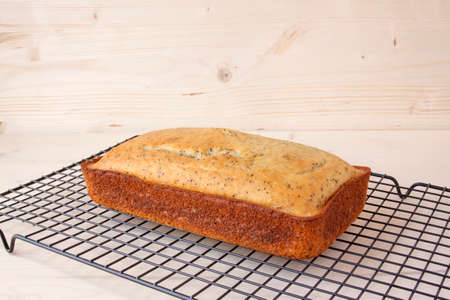 Lemon Poppy Seed Bread on a Cooling Rack